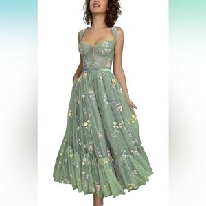 Brand new, never worn green floral mesh fairy dress.